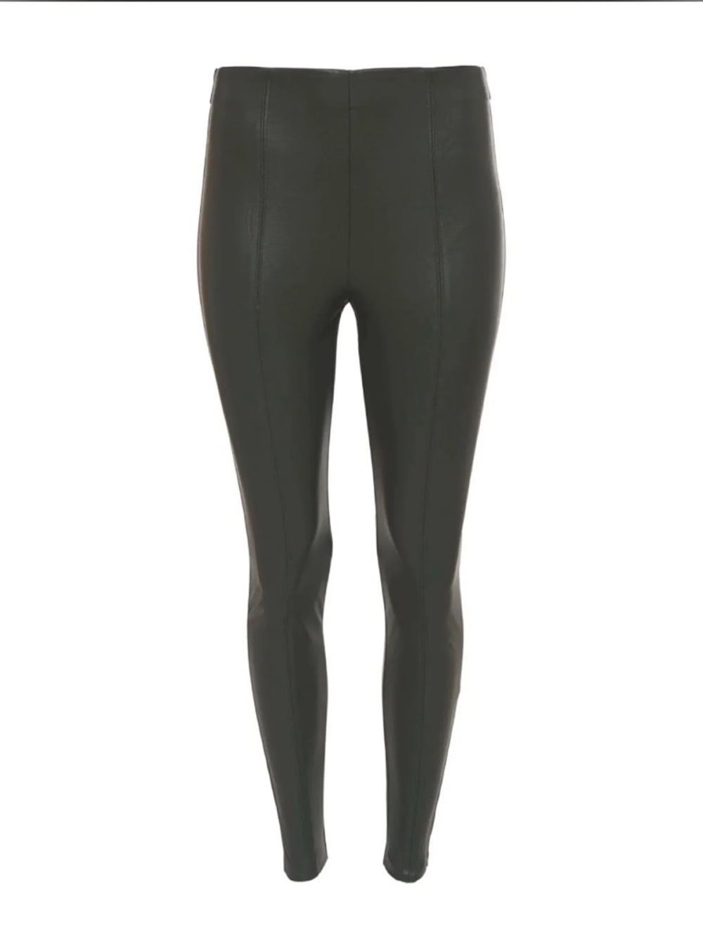 Gold Hawk Faux Leather Legging Olive green